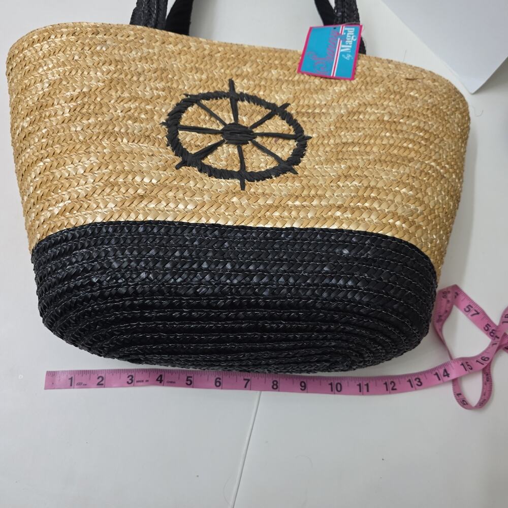 Large Straw Tote Bag, Woven Beach Nautical Shoulder Bag NWT Lightweight - Picture 5 of 7